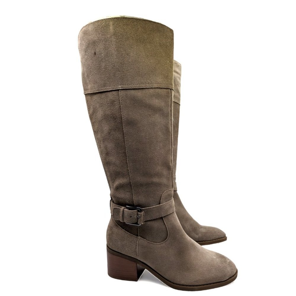 Marc Fisher Womens Calf Suede Tall Shaft $191 Gray Size 7.5 Wide